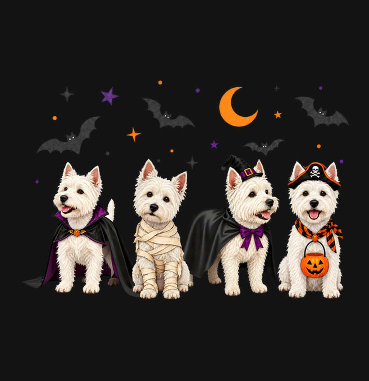 West Highland White Terrier Halloween Lineup - Kids Unisex T-Shirt