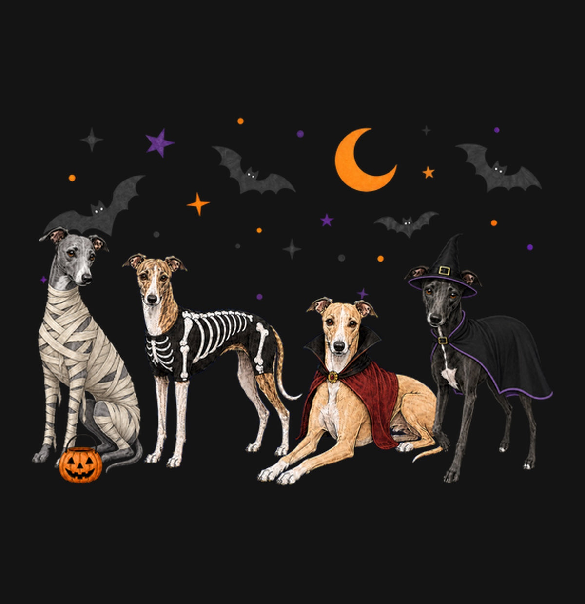 Whippet Halloween Lineup - Kids Unisex T-Shirt