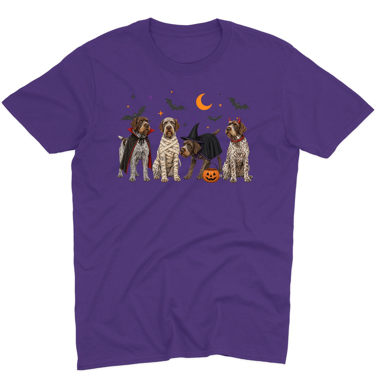 Wirehaired Pointing Griffon Halloween Lineup - Adult Unisex T-Shirt