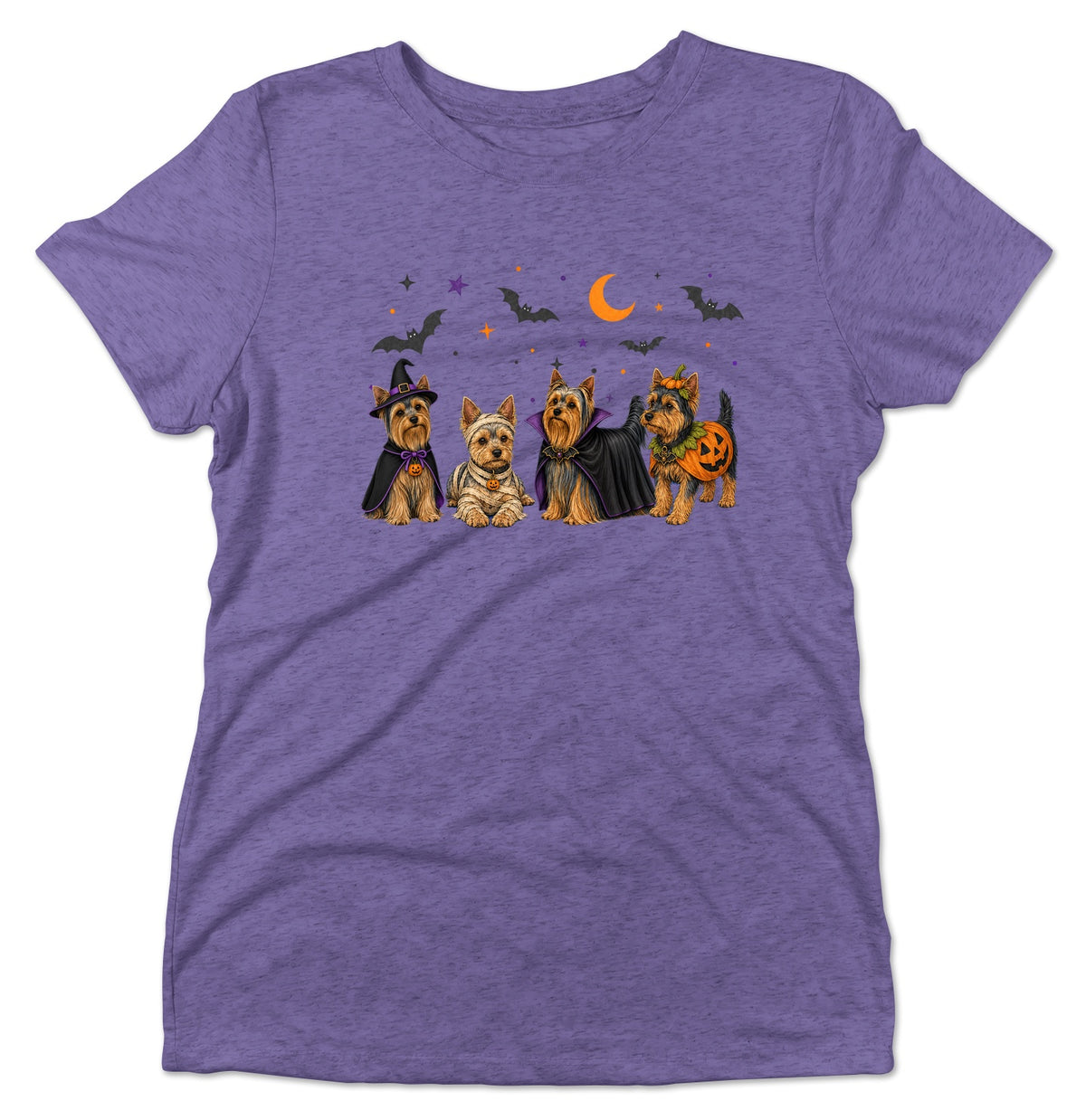 Yorkshire Terrier Halloween Lineup - Women's Tri-Blend T-Shirt
