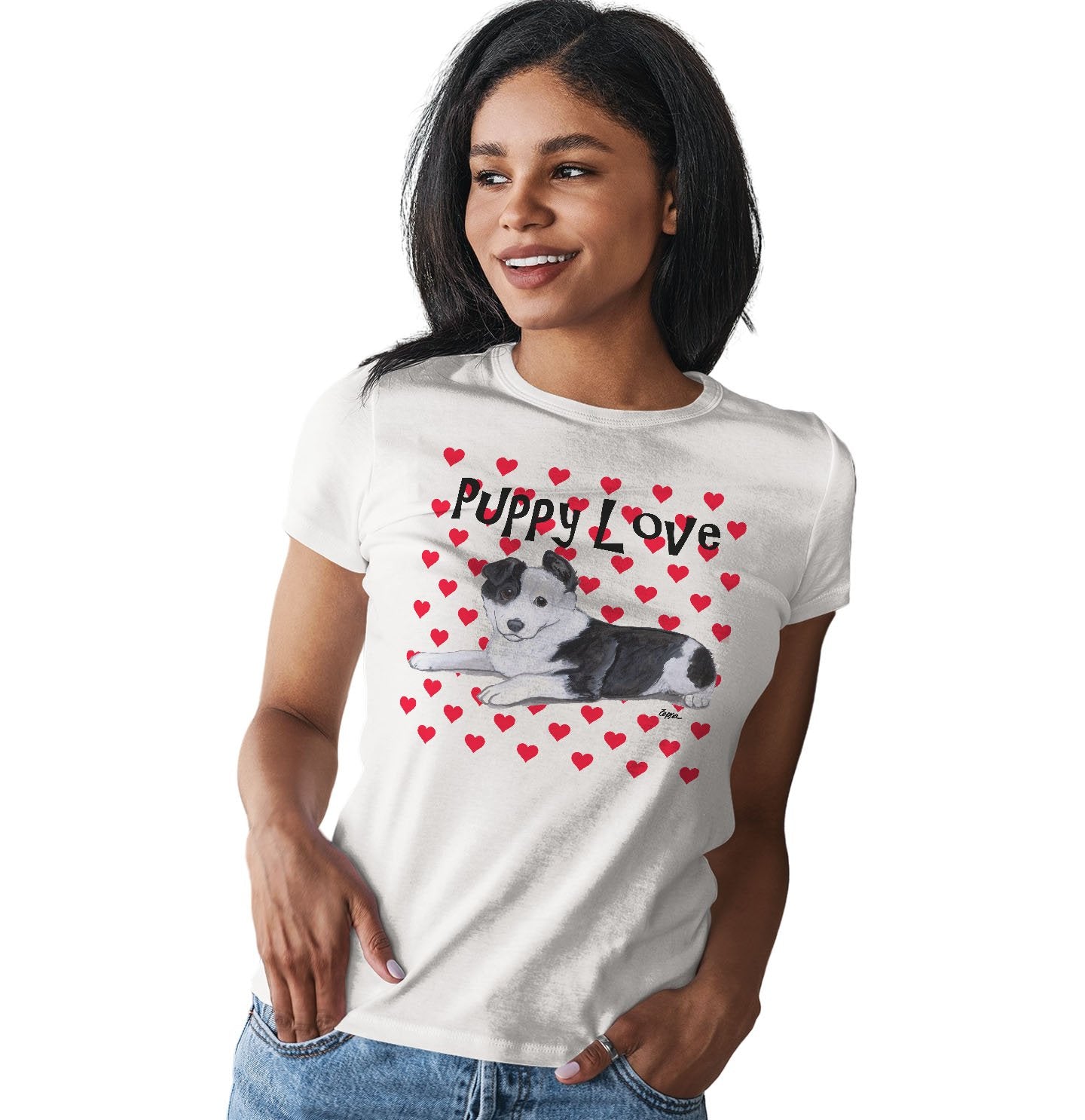 Border Collie Puppy Love - Women's Fitted T-Shirt