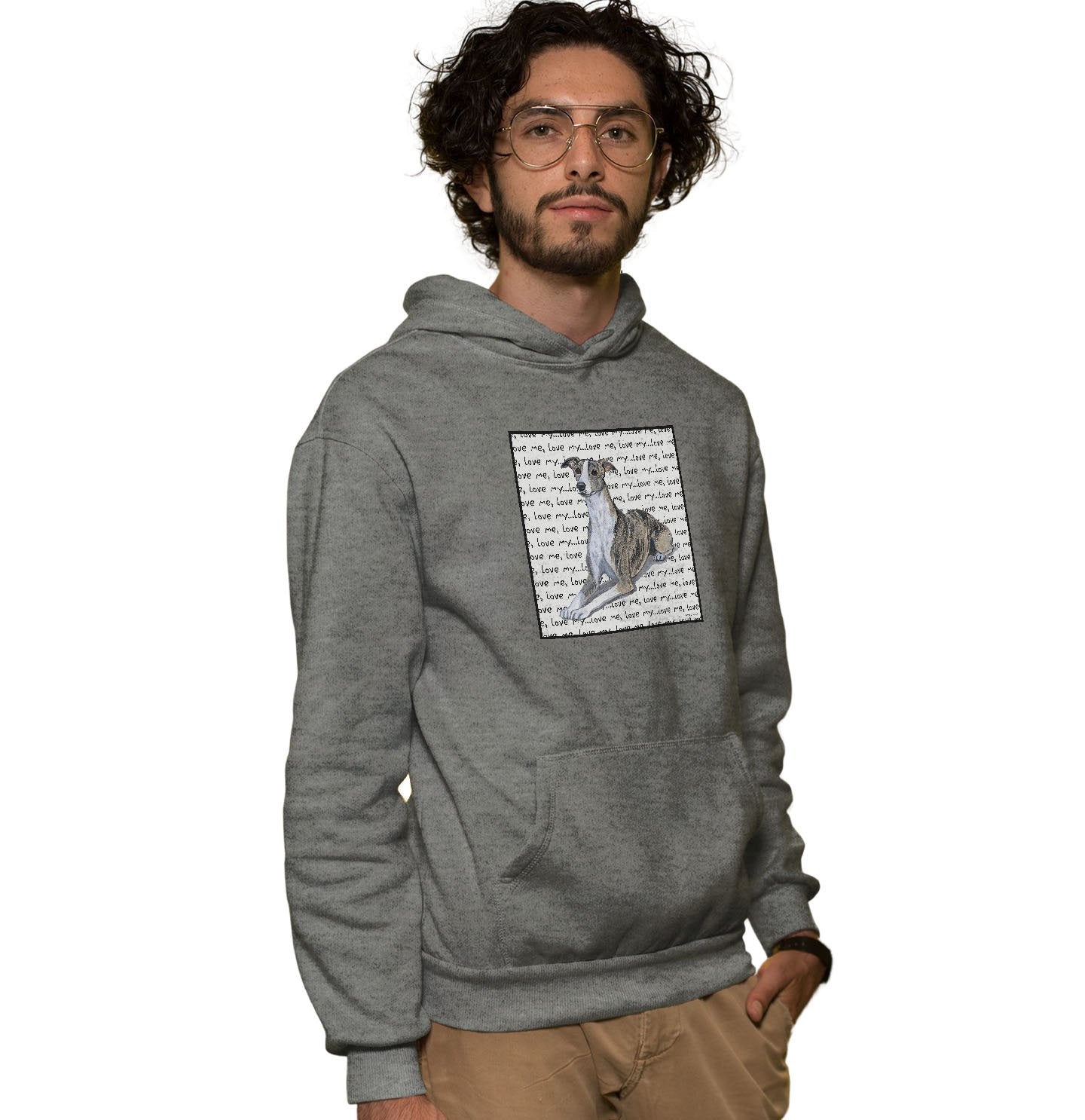 Animal Pride - Whippet Love Text - Adult Unisex Hoodie Sweatshirt