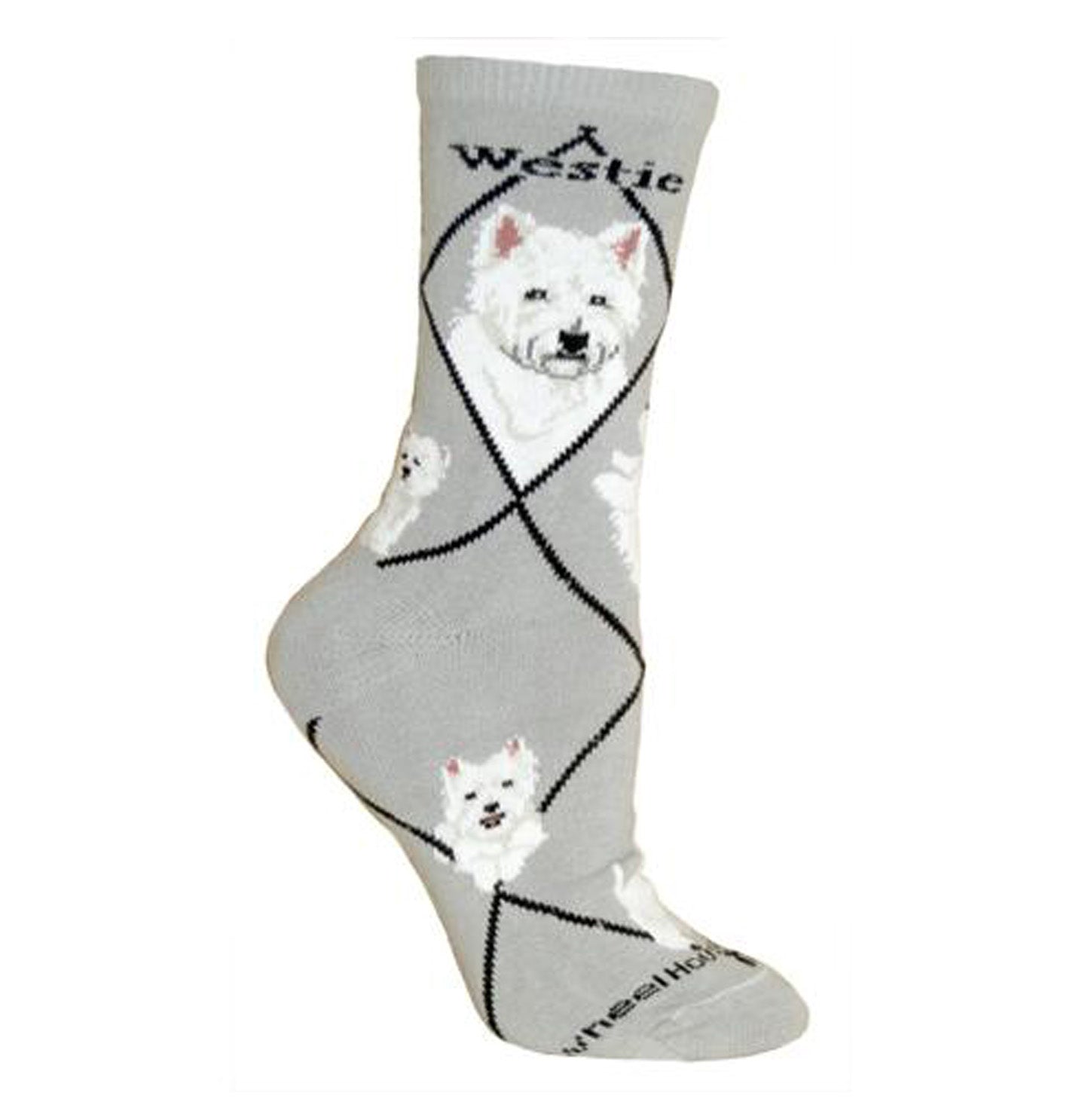 Animal Pride - West Highland Terrier on Grey - Adult Cotton Crew Socks