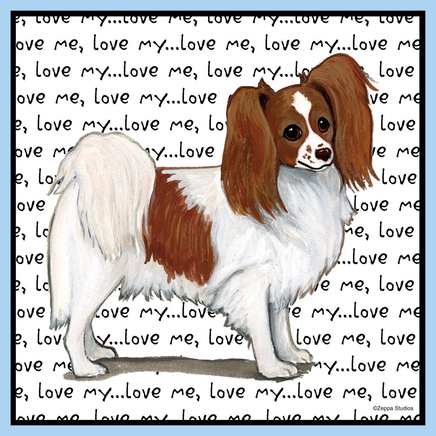 Red & White Papillon Love Text - Adult Unisex T-Shirt