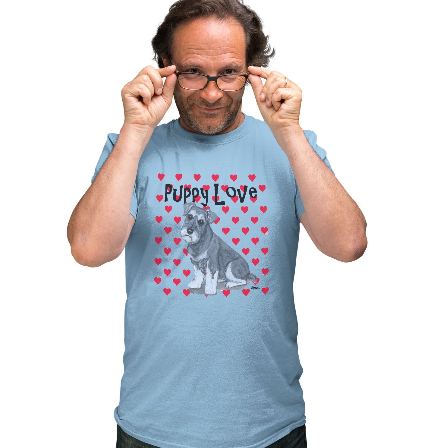 Schnauzer Puppy Love - Adult Unisex T-Shirt