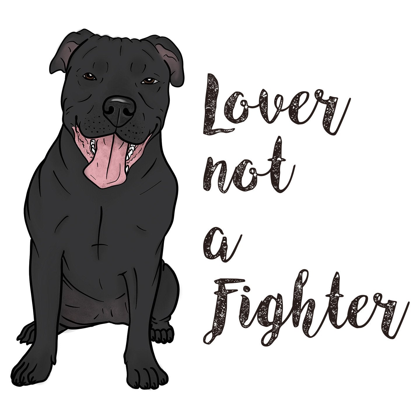 Black Pit Bull Lover Not Fighter - Adult Unisex Hoodie Sweatshirt