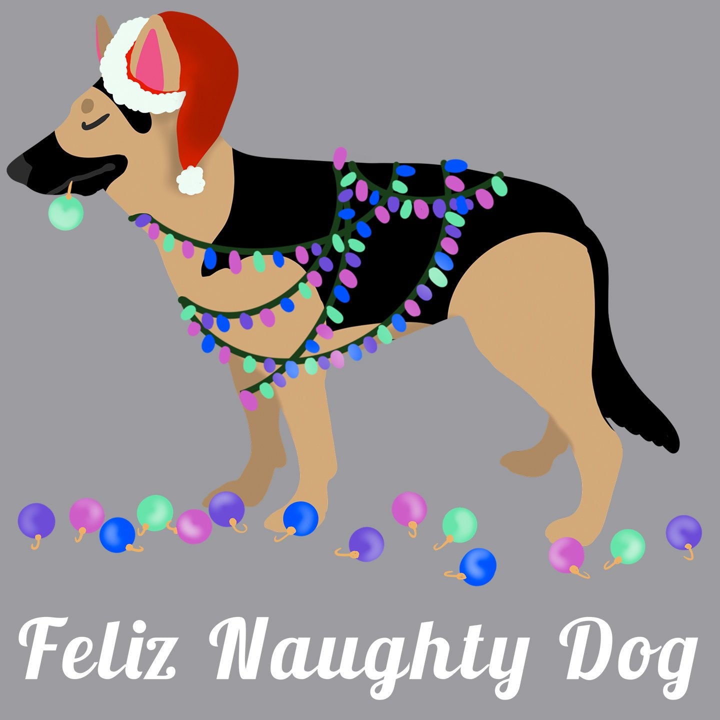 Feliz Naughty Dog German Shepherd - Adult Unisex Hoodie Sweatshirt