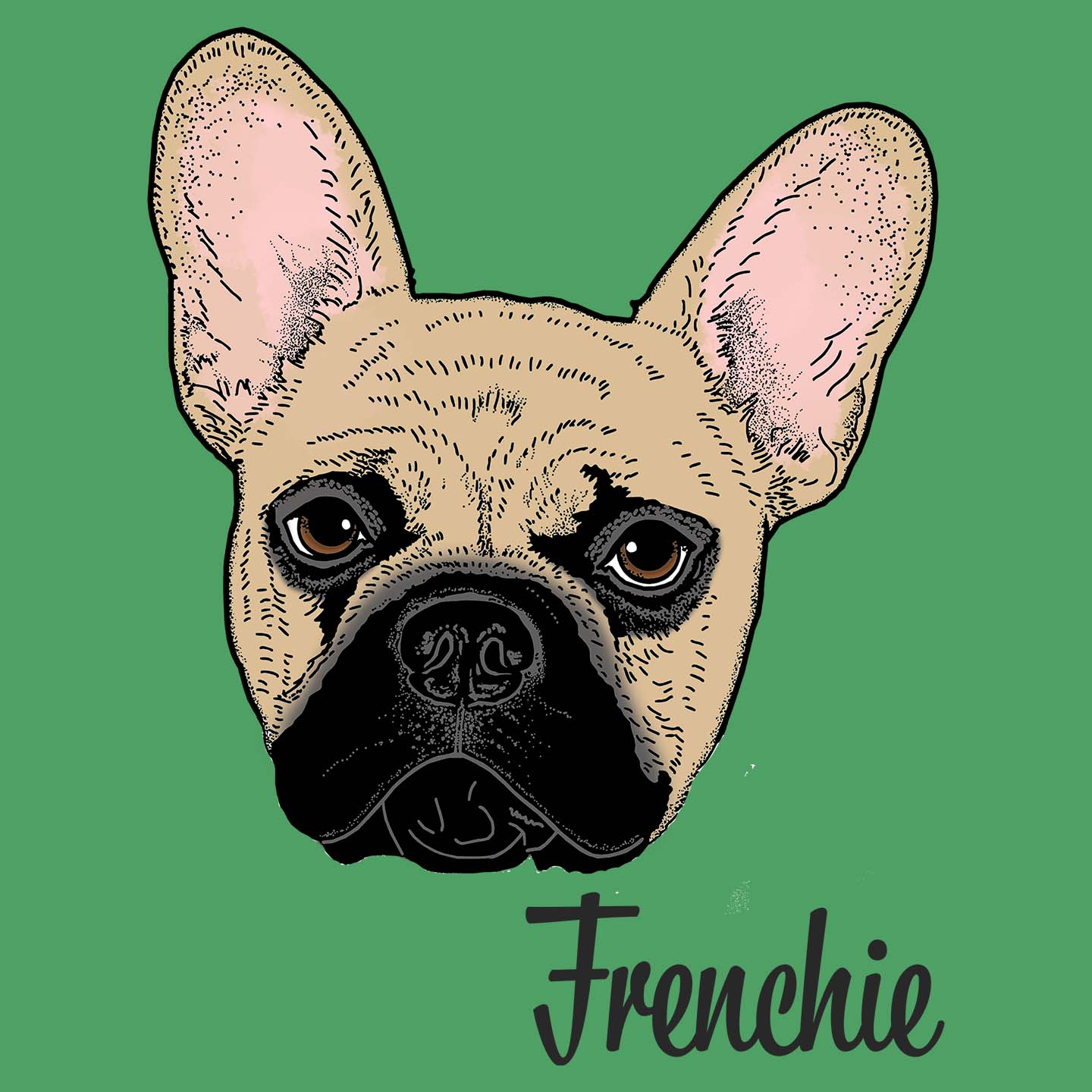Tan Frenchie Headshot - Adult Unisex T-Shirt