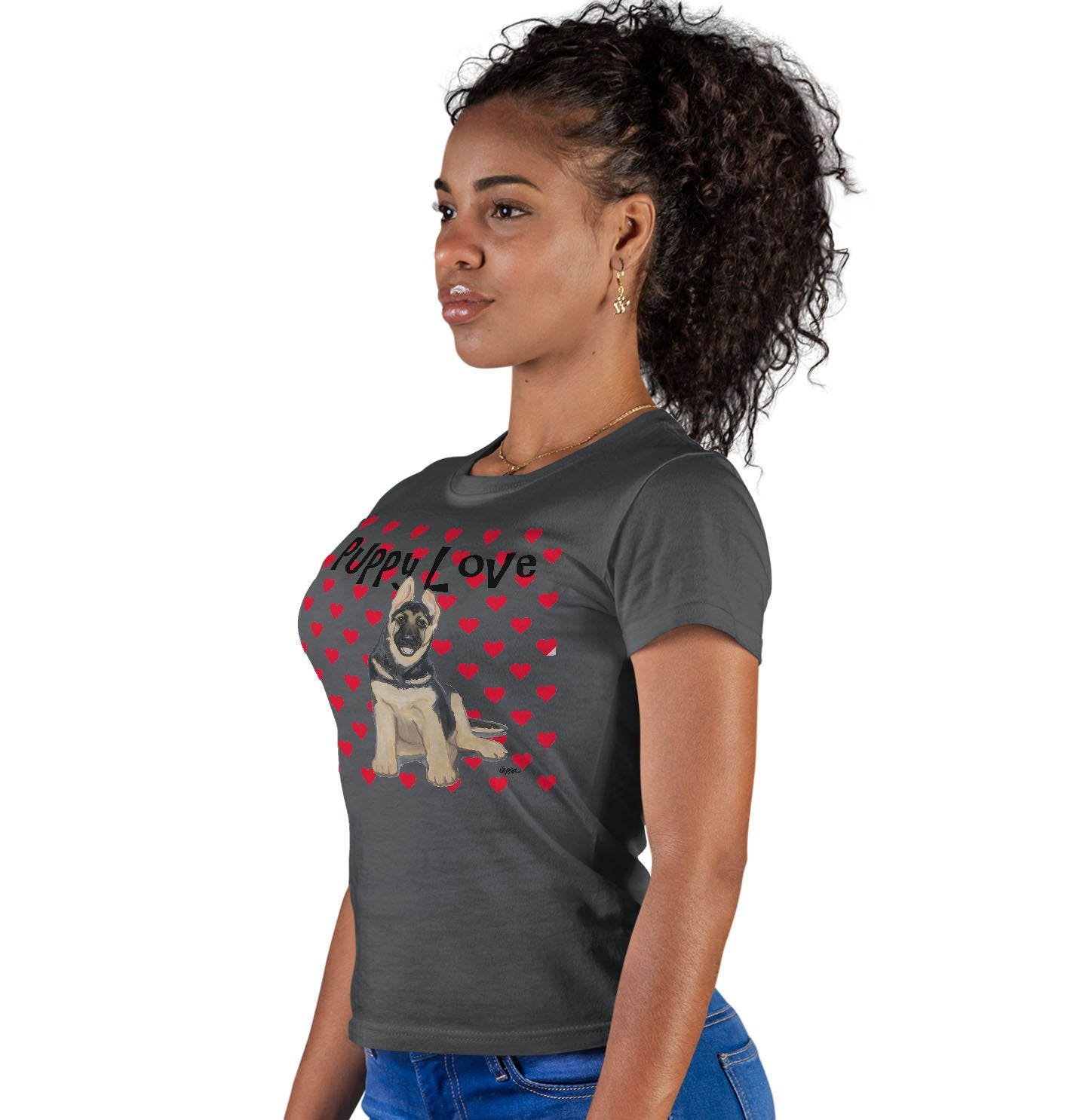 German Shepherd Puppy Love - Women's Fitted T-Shirt