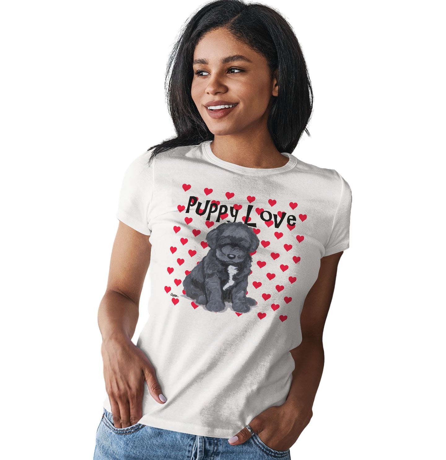 Portuguese Water Dog Puppy Love - Women's Fitted T-Shirt