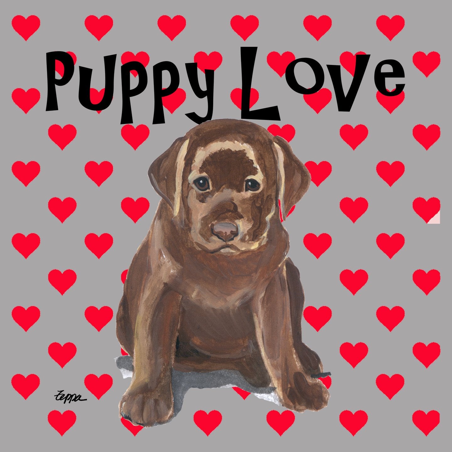 Chocolate Lab Puppy Love - Women's Fitted T-Shirt