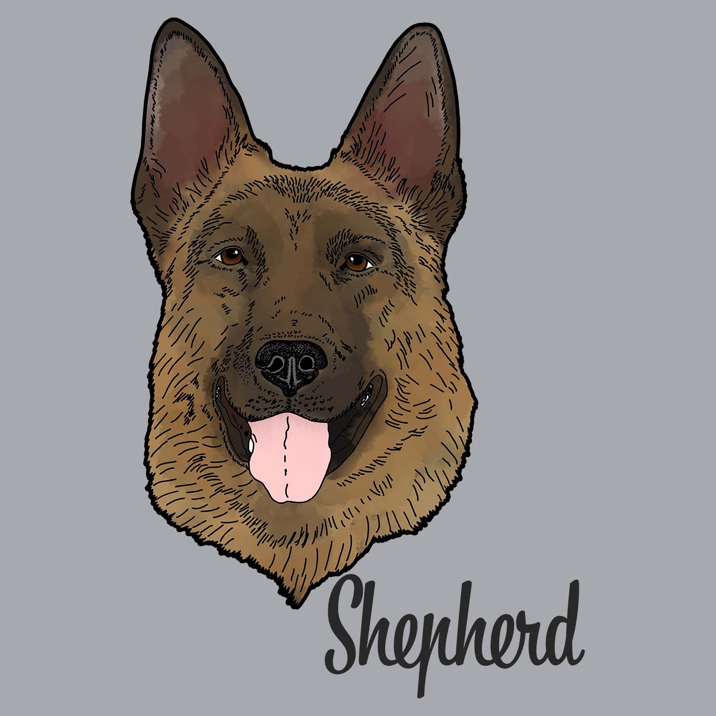 Black & Tan German Shepherd Headshot - Adult Unisex Long Sleeve T-Shirt