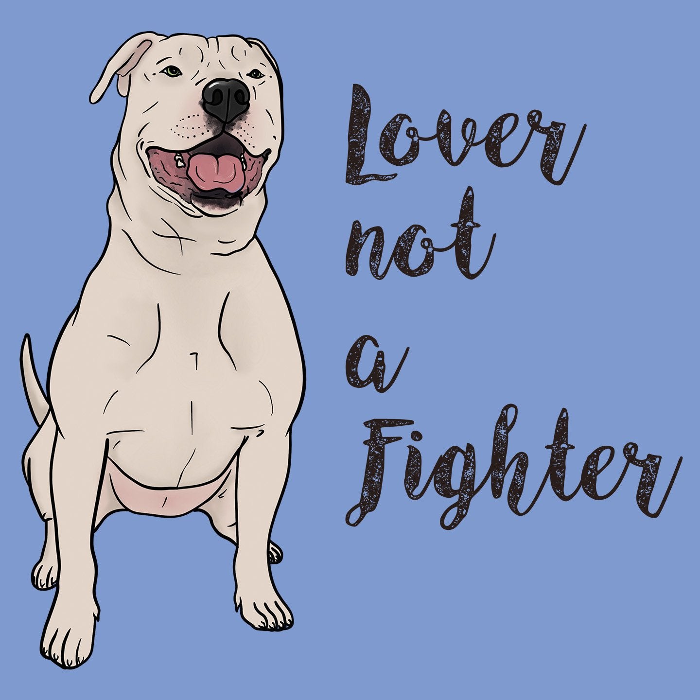 White Pit Bull Lover Not Fighter - Adult Tri-Blend T-Shirt