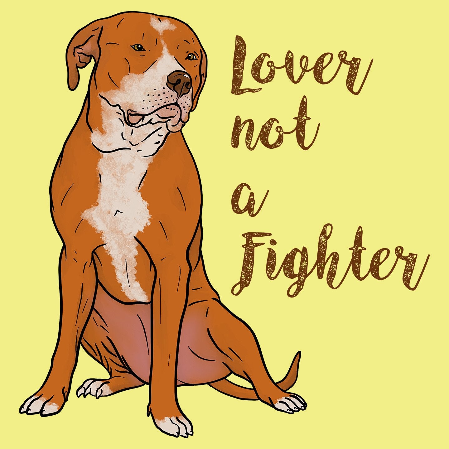 Red & White Pit Bull Lover Not Fighter - Women's Fitted T-Shirt