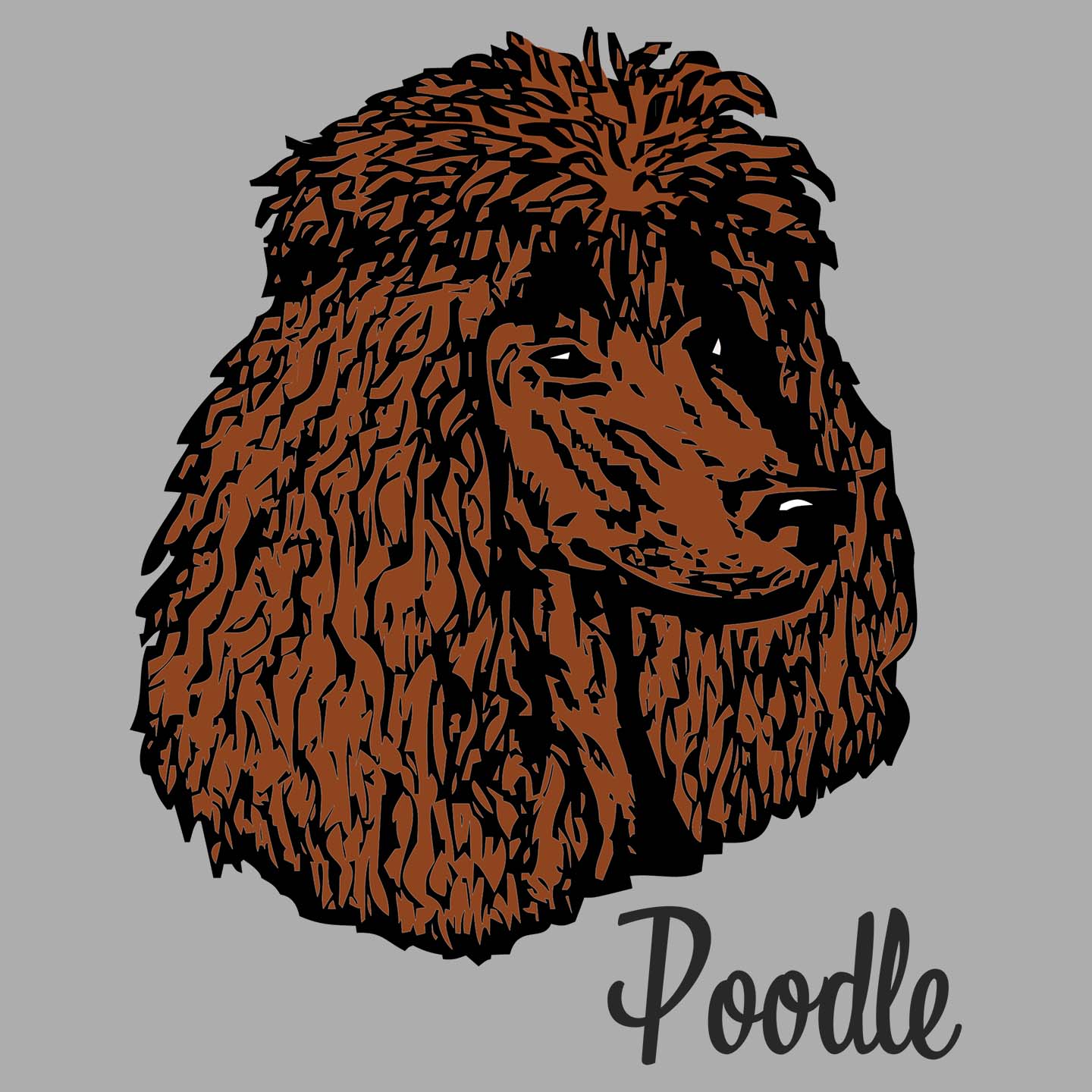 Brown Poodle Headshot - Adult Unisex Long Sleeve T-Shirt