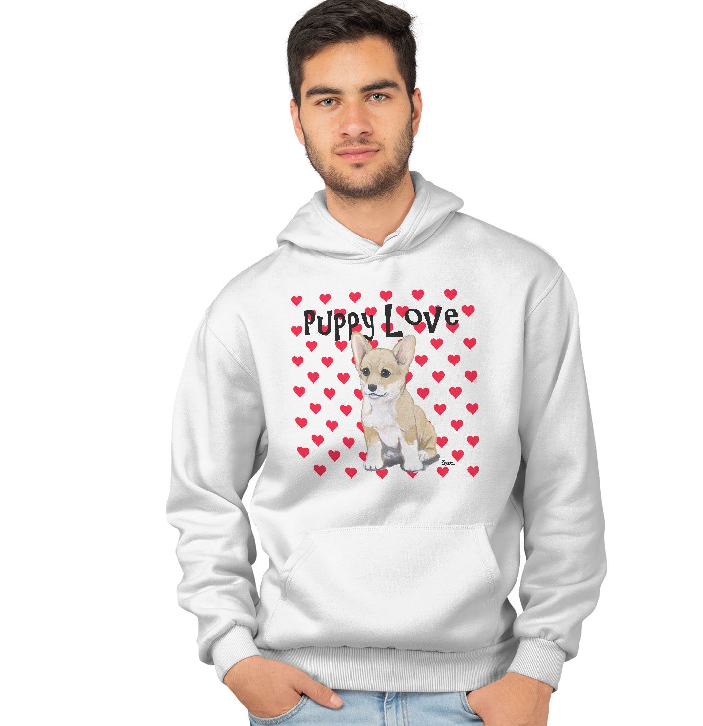 Corgi Puppy Love - Adult Unisex Hoodie Sweatshirt