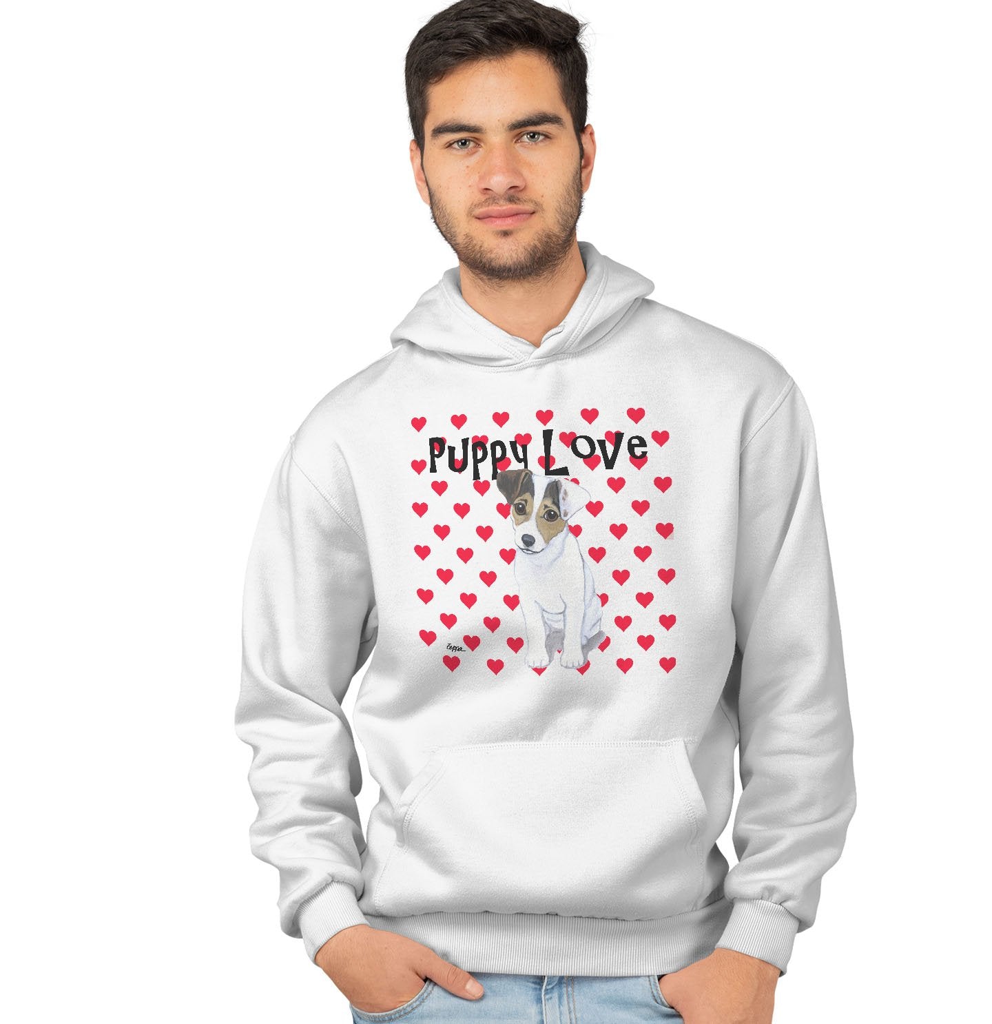 Animal Pride - Jack Russell Puppy Love - Adult Unisex Hoodie Sweatshirt