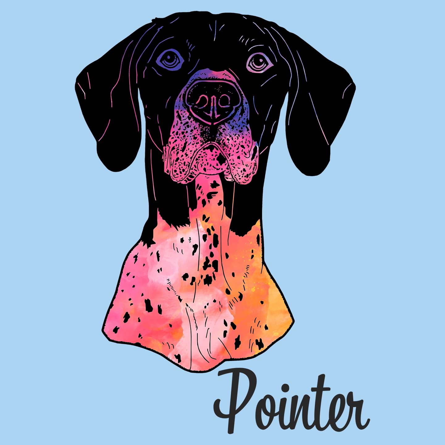 Colorful German Shorthaired Pointer Headshot - Adult Unisex T-Shirt