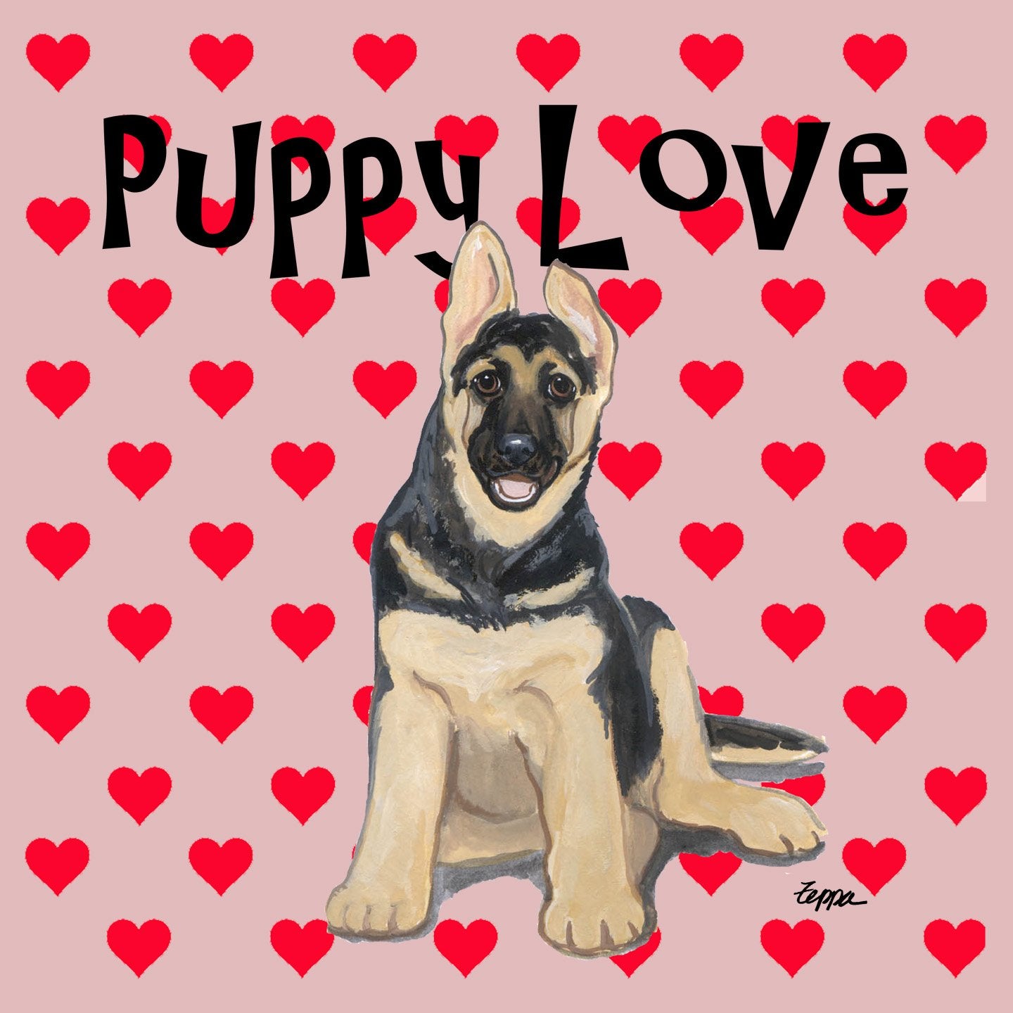 German Shepherd Puppy Love - Women's Fitted T-Shirt