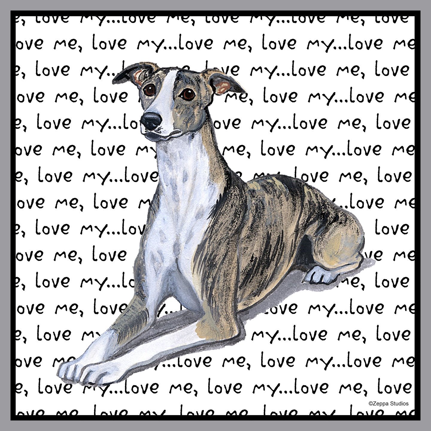 Whippet Love Text - Adult Unisex Hoodie Sweatshirt
