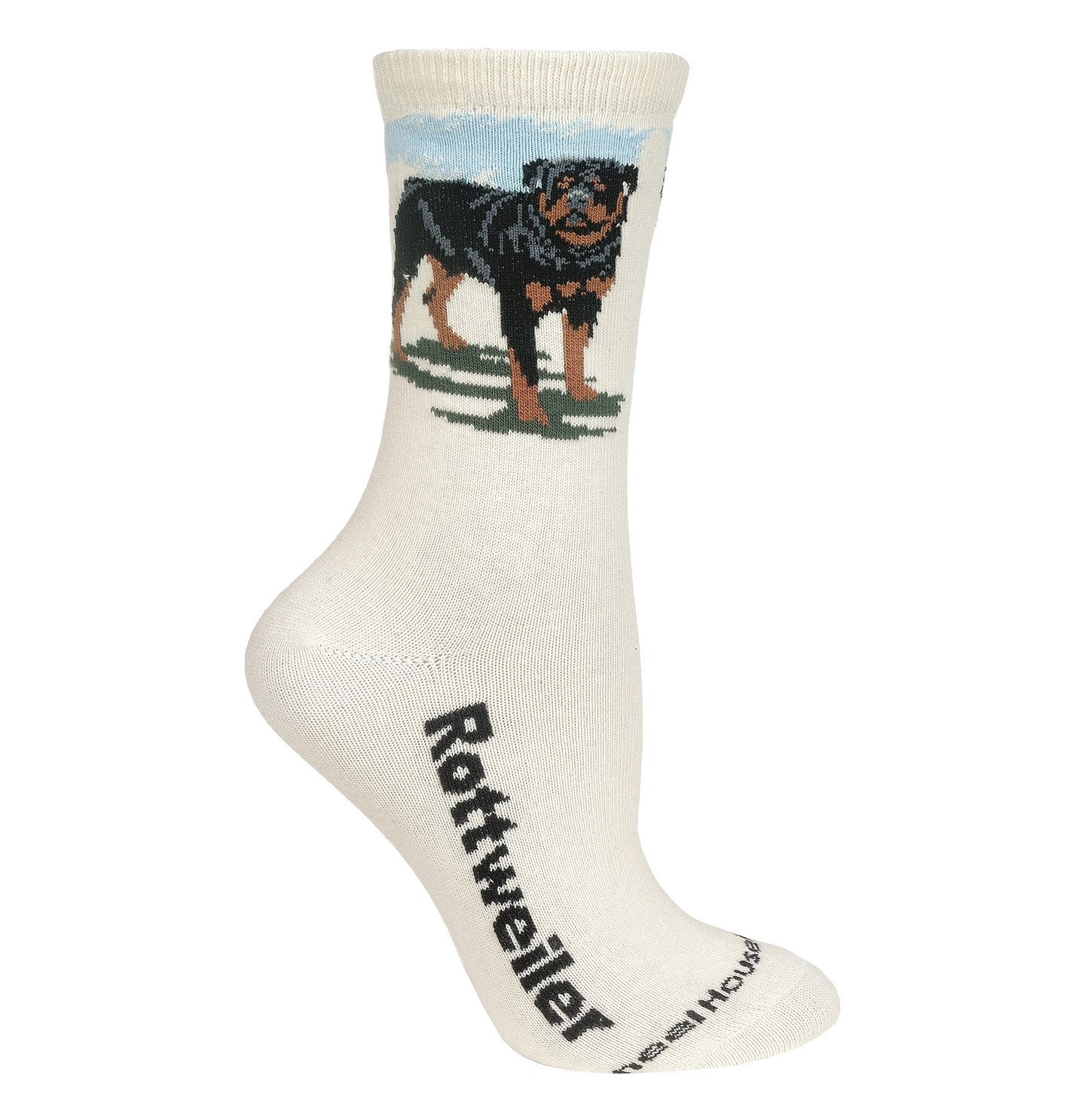 Animal Pride - Rottweiler on Natural - Adult Cotton Crew Socks