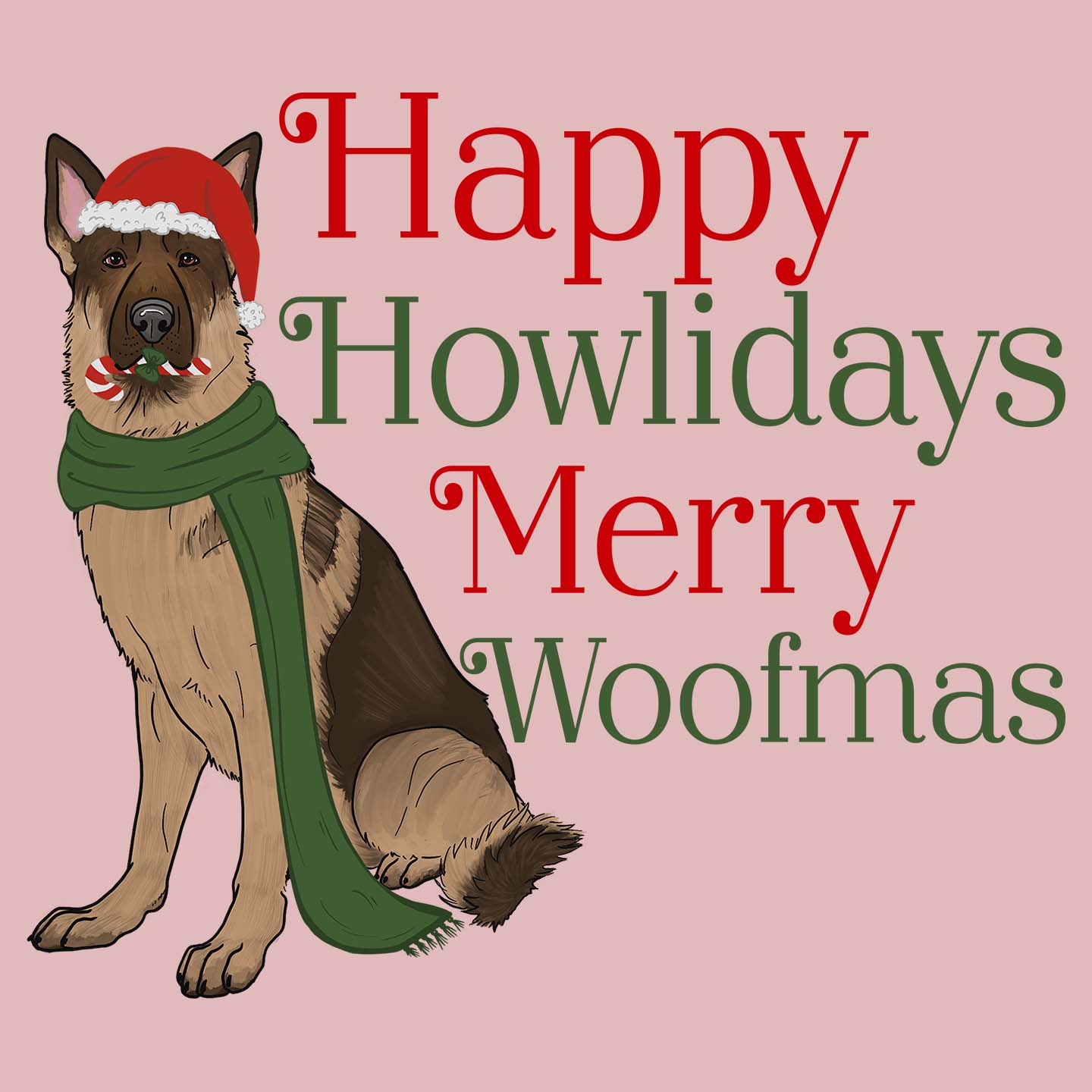 Merry Woofmas German Shepherd - Women's Fitted T-Shirt