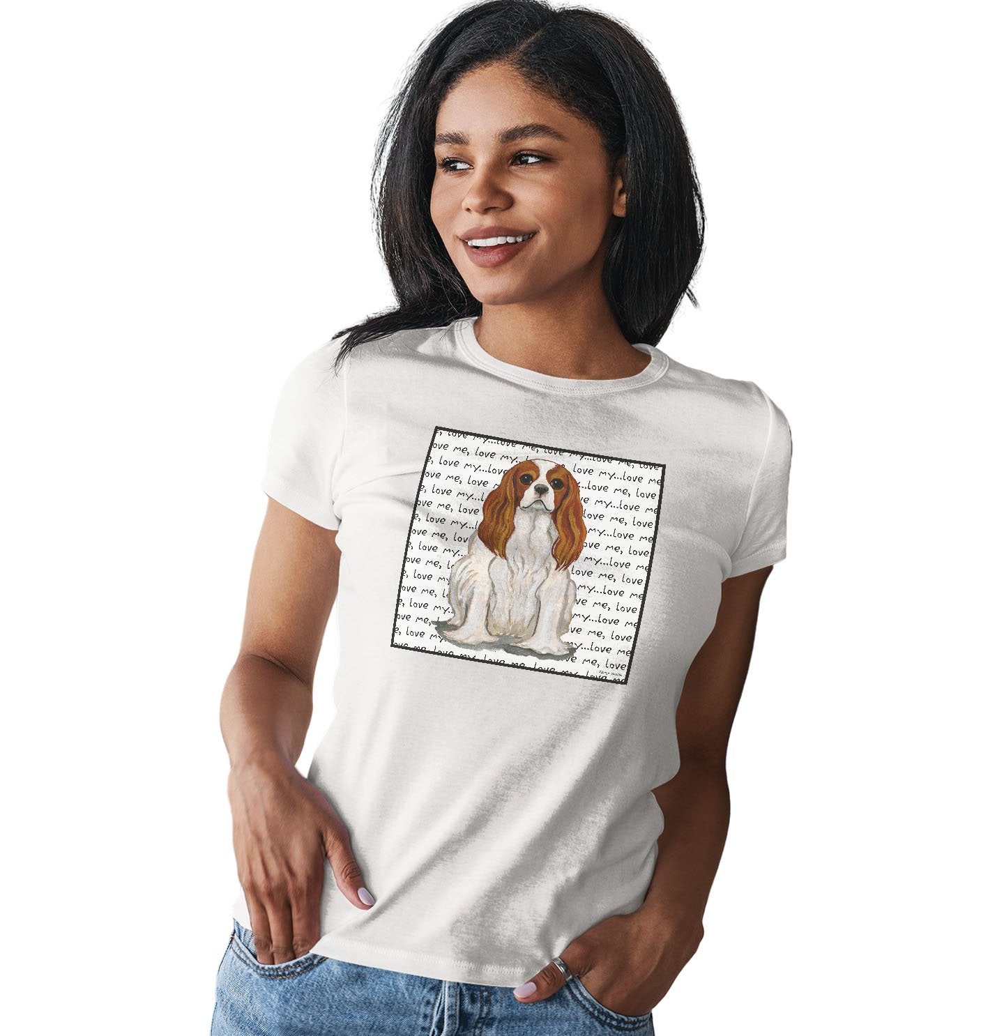 Blenheim Cavalier Love Text - Women's Fitted T-Shirt