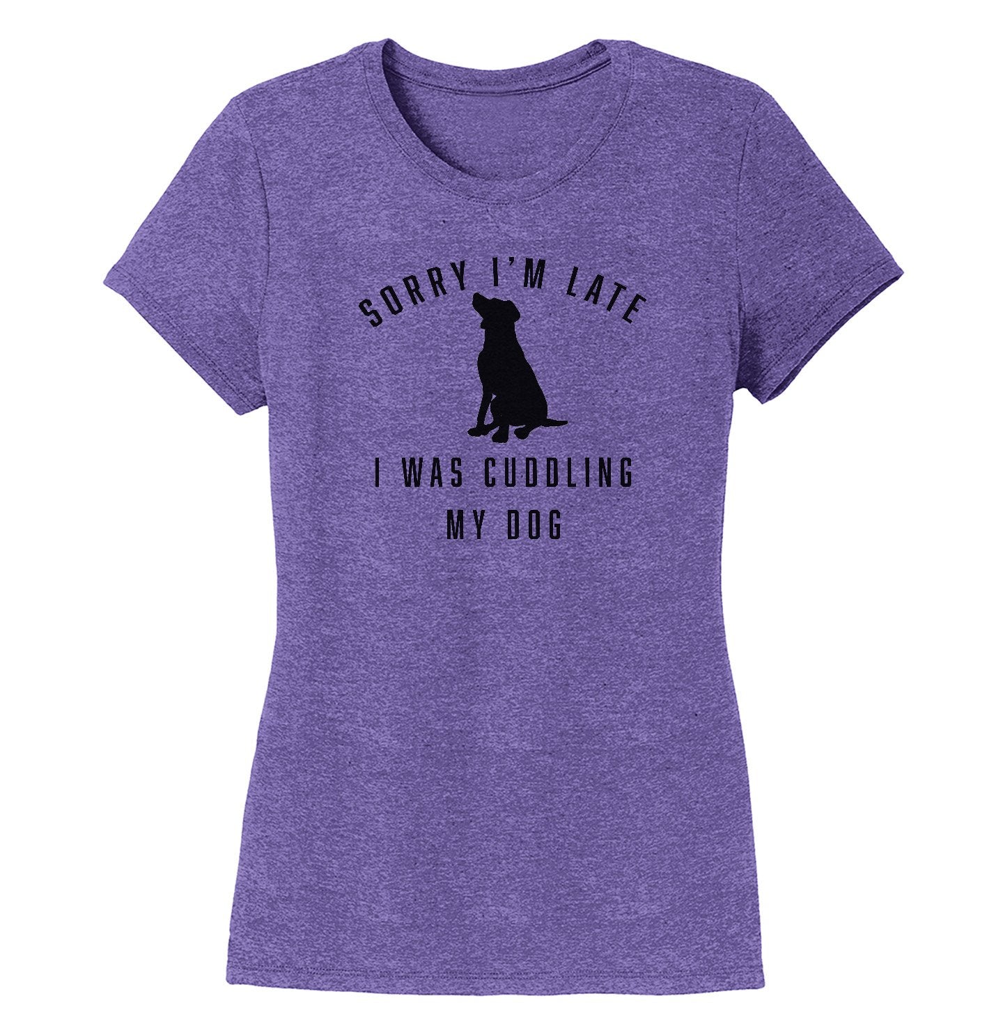 Sorry I'm Late Dog Cuddling Labrador Silhouette - Women's Tri-Blend T-Shirt