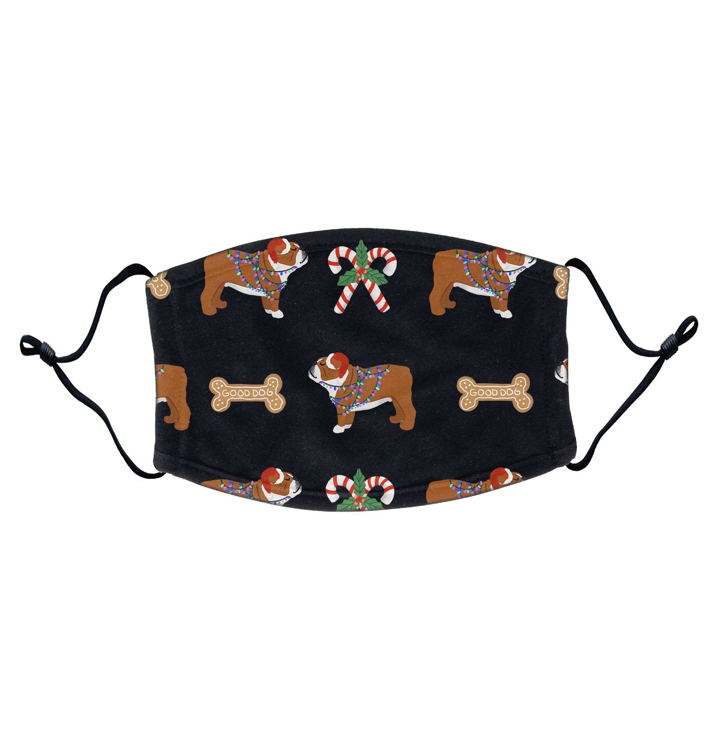 Christmas Bulldog Pattern - Adult Adjustable Face Mask