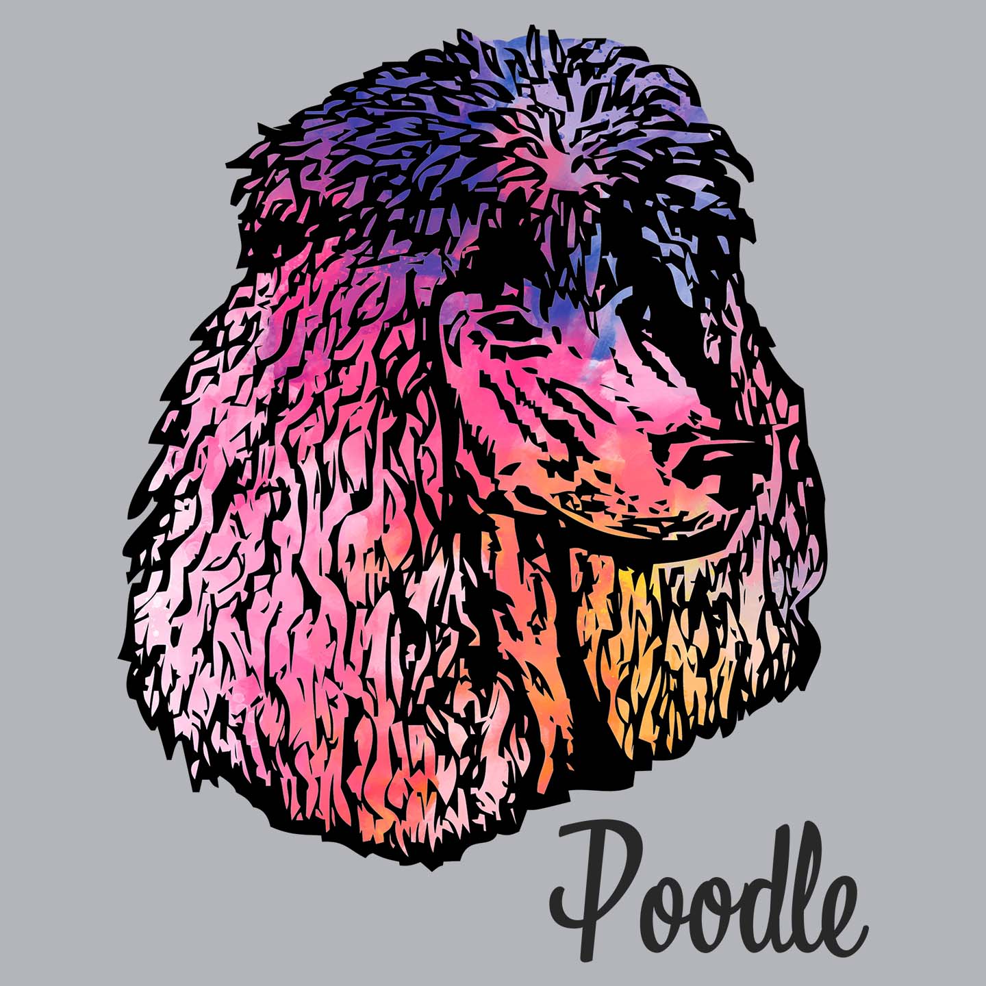 Colorful Poodle Headshot - Adult Unisex Long Sleeve T-Shirt