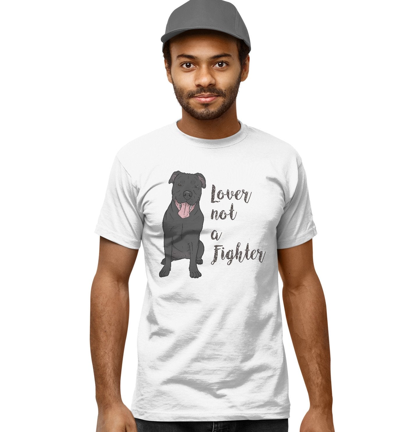 Black Pit Bull Lover Not Fighter - Adult Unisex T-Shirt