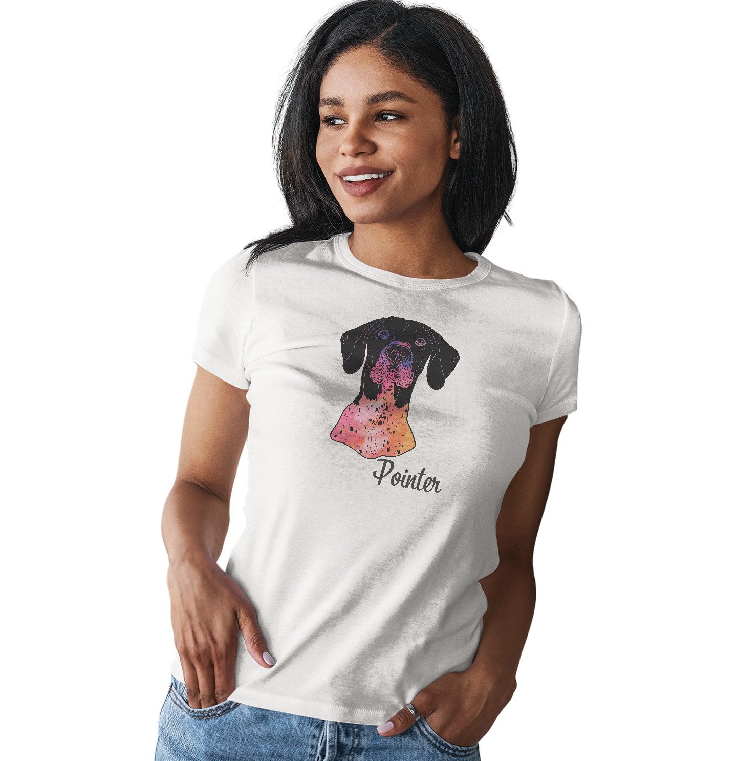 Colorful German Shorthaired Pointer Headshot - Women's Fitted T-Shirt