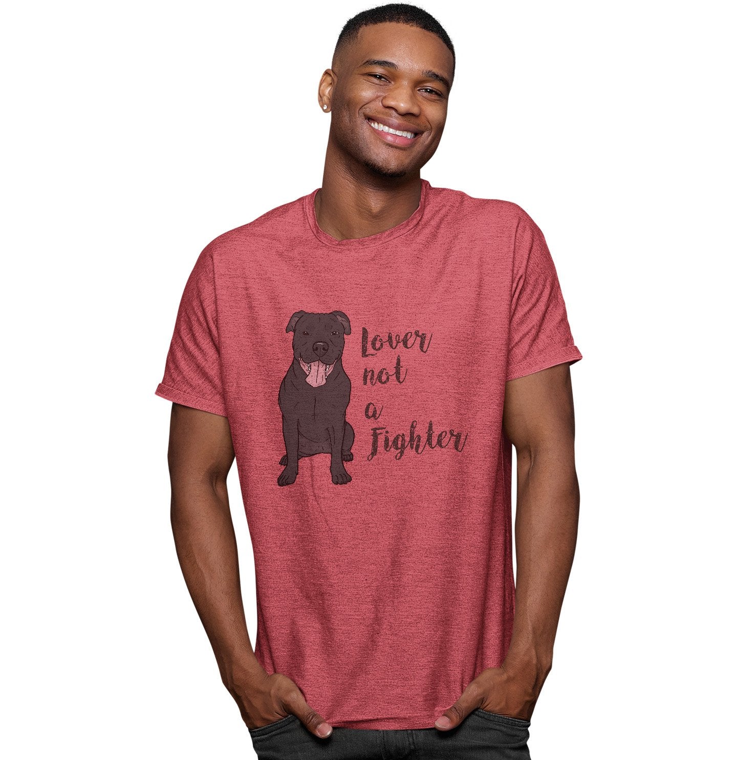 Black Pit Bull Lover Not Fighter - Adult Tri-Blend T-Shirt