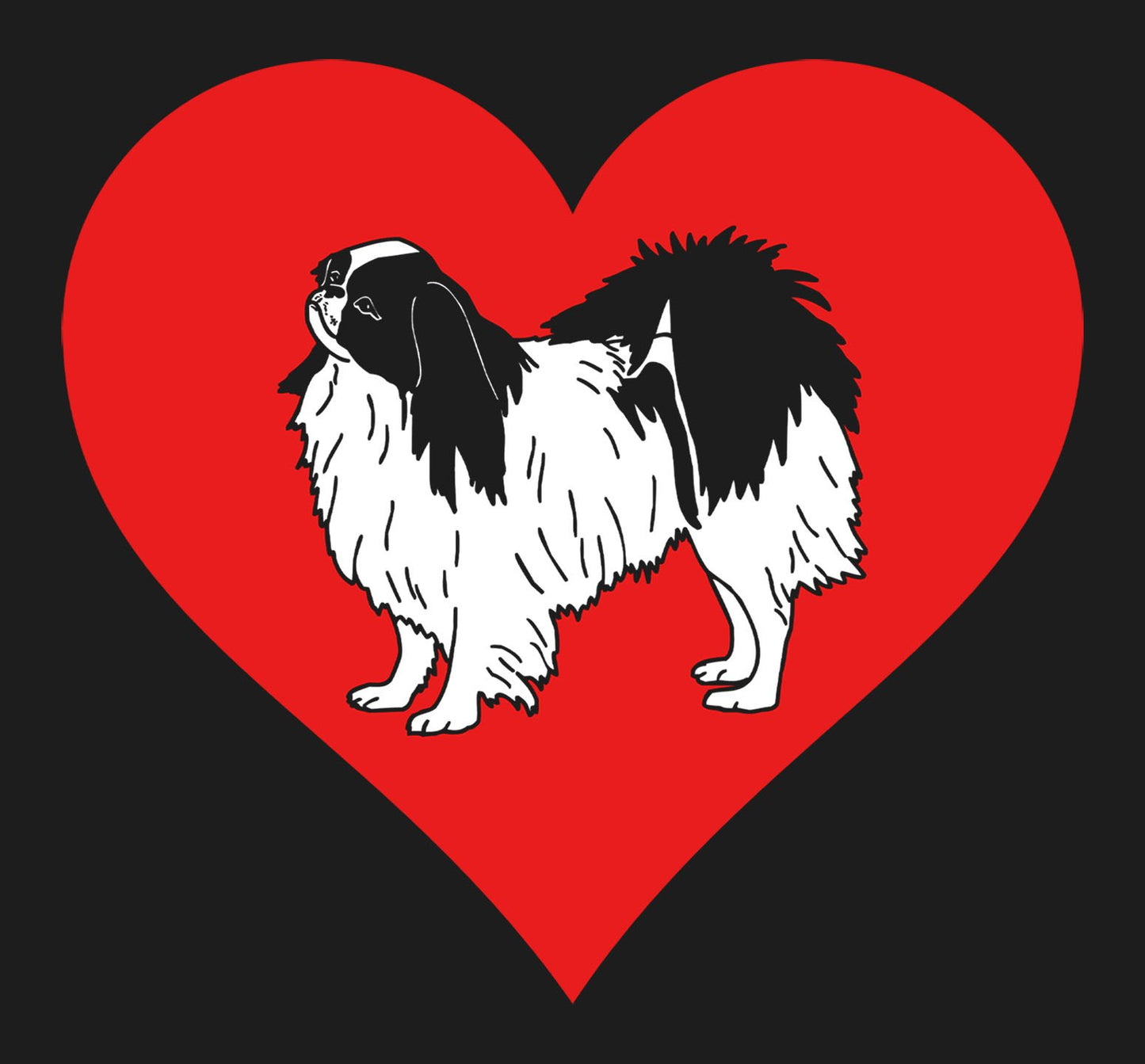 Japanese Chin on Heart Left Chest - Women's Full-Zip Hoodie Sweatshirt