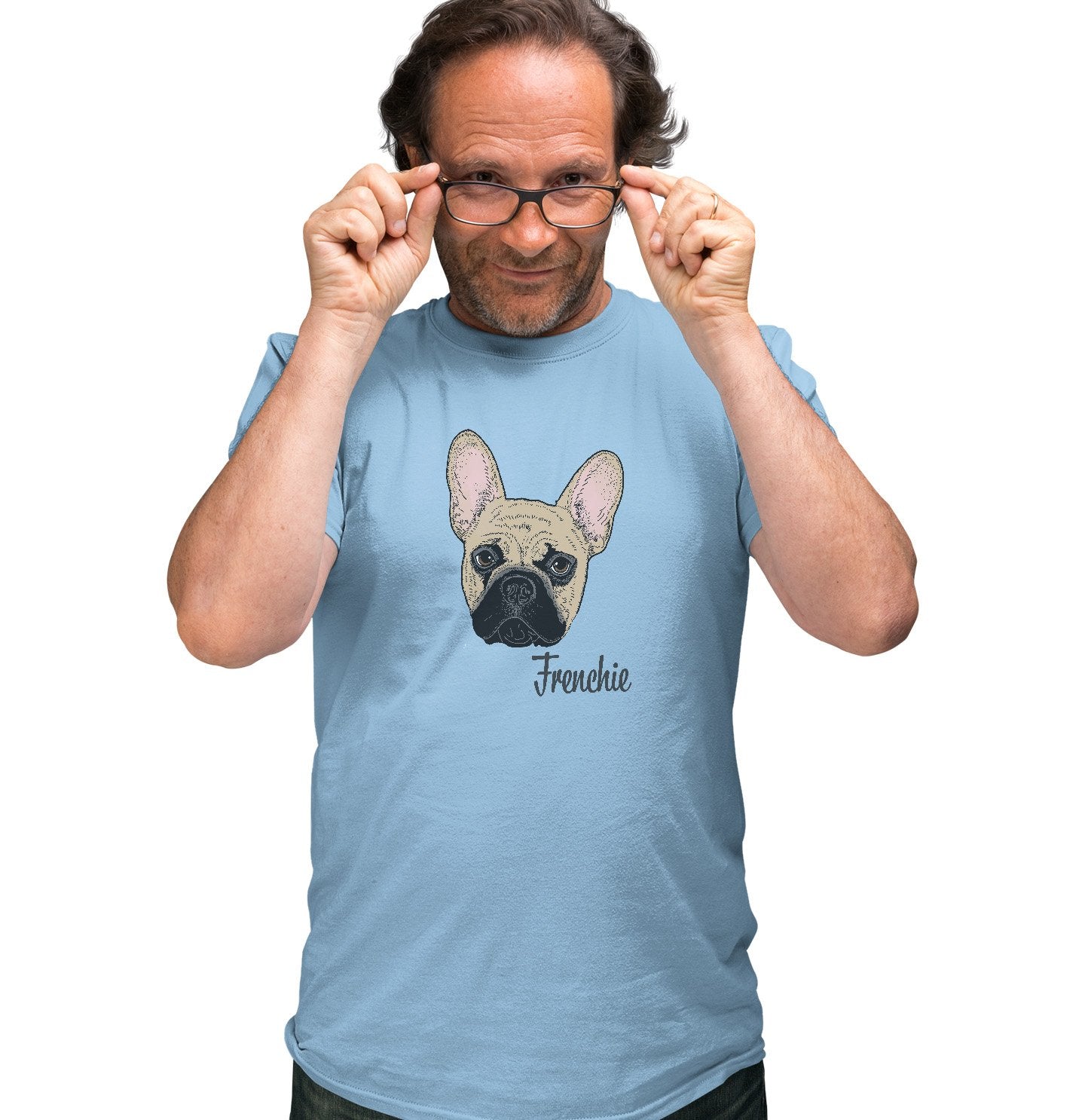 Tan Frenchie Headshot - Adult Unisex T-Shirt