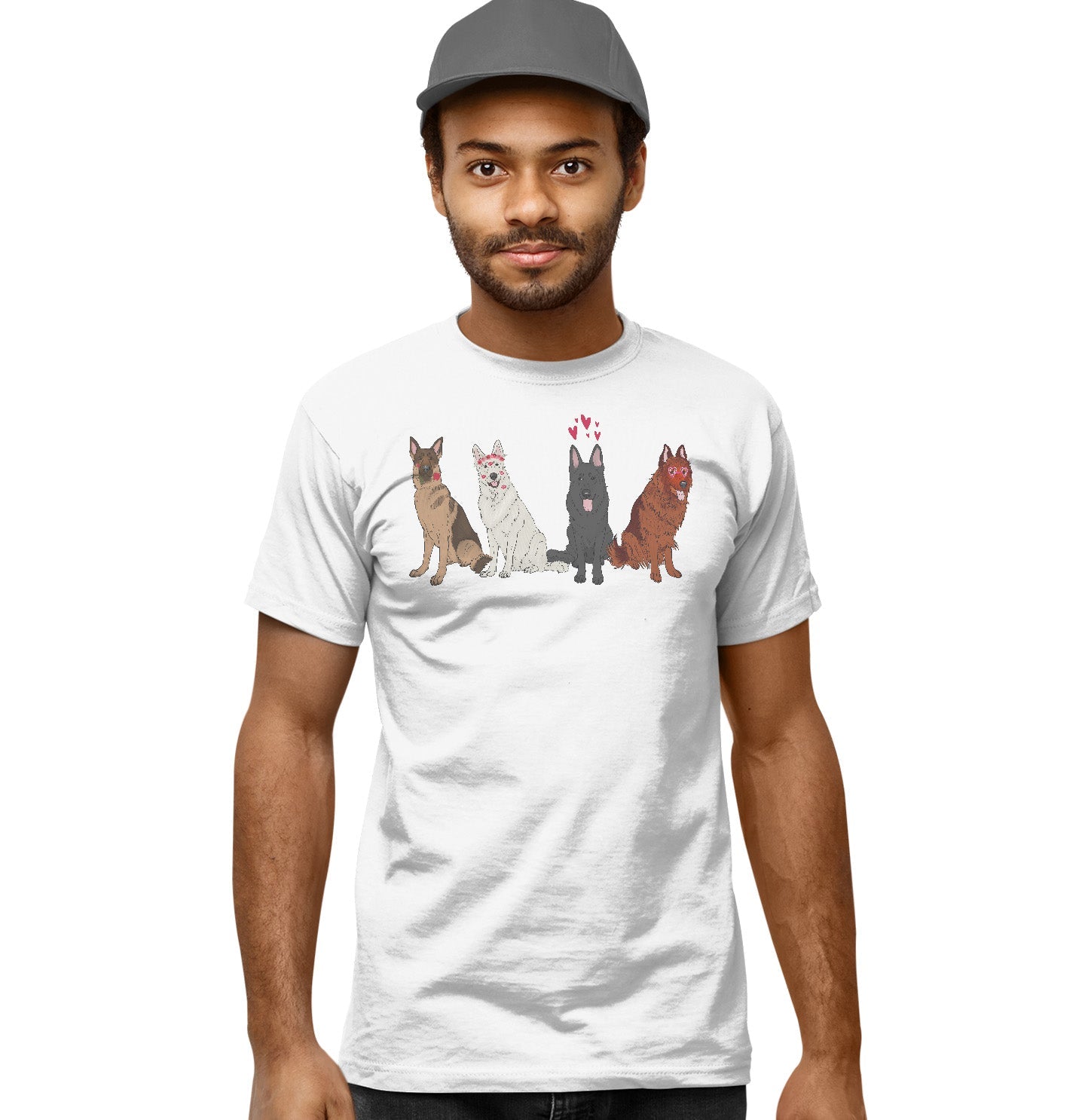 German Shepherd Love Line Up - Adult Unisex T-Shirt
