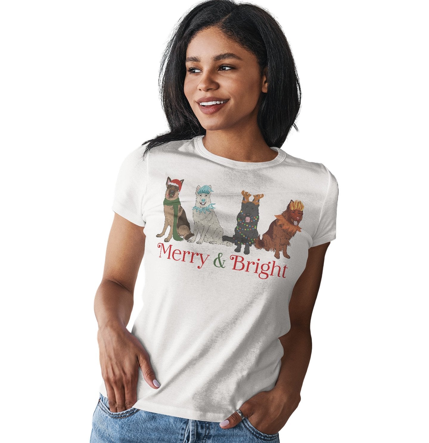 German Shepherd Christmas Line Up - Women's Fitted T-Shirt