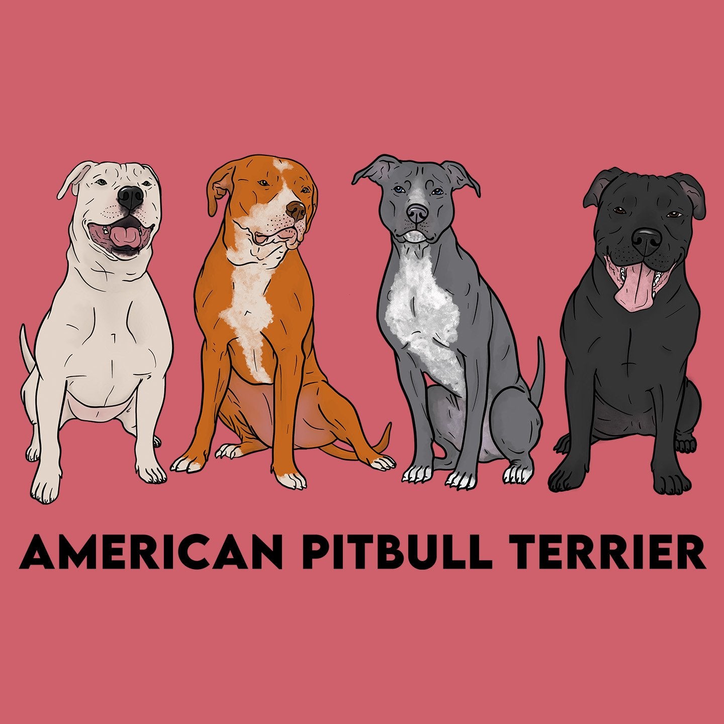 American Pit Bull Terrier Line Up - Adult Tri-Blend T-Shirt