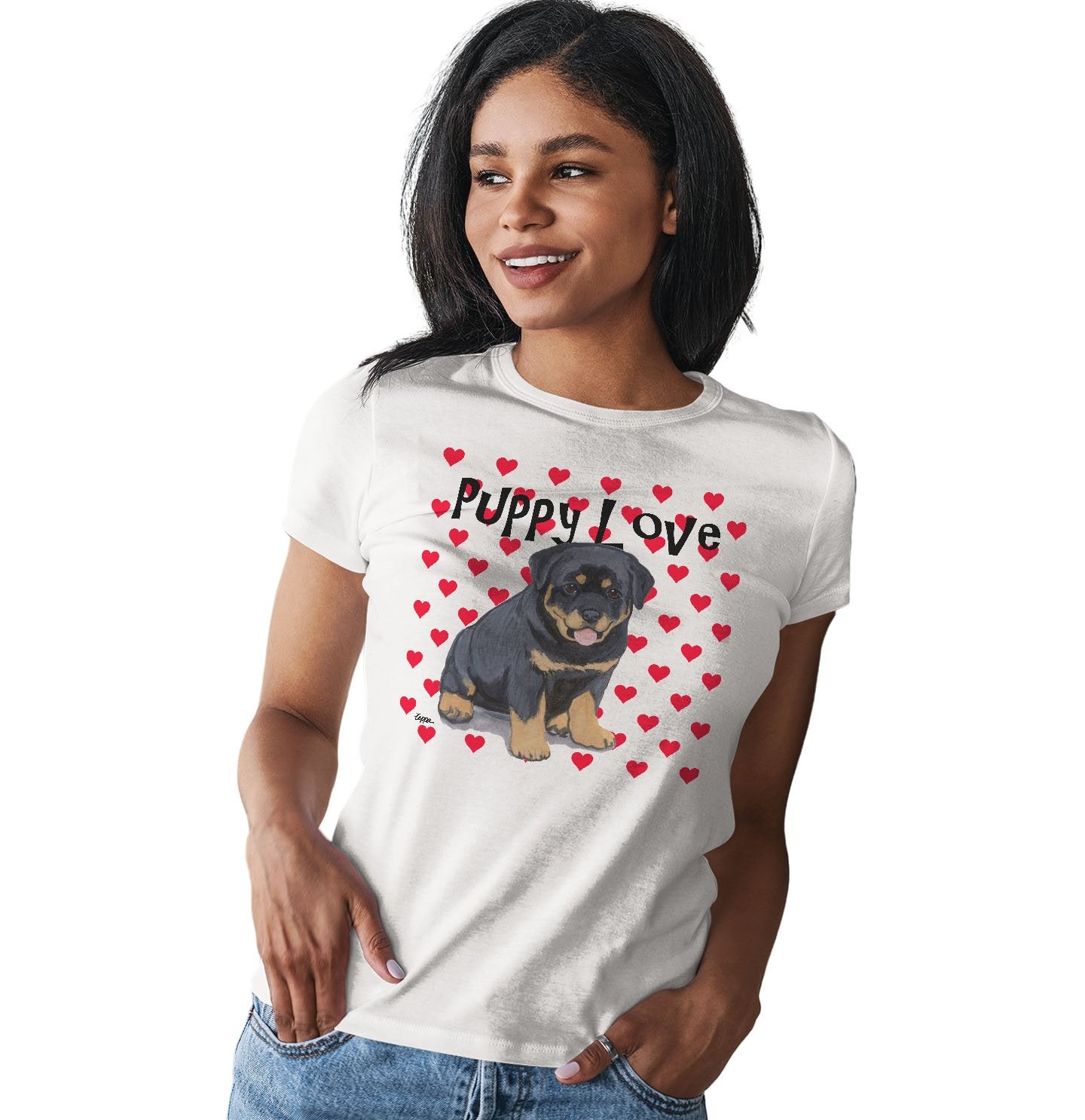 Rottweiler Puppy Love - Women's Fitted T-Shirt