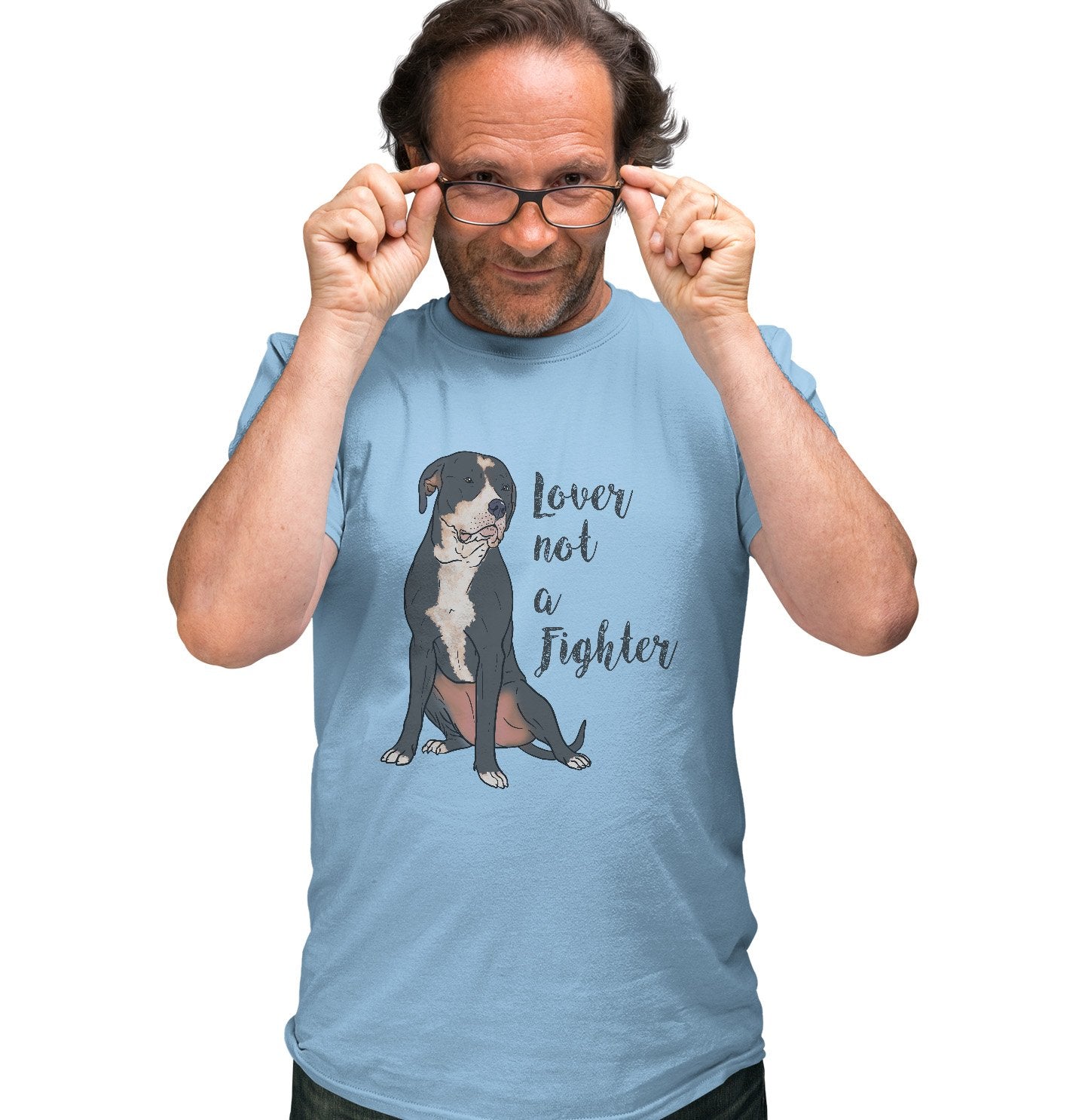 Black & White Pit Bull Lover Not Fighter - Adult Unisex T-Shirt