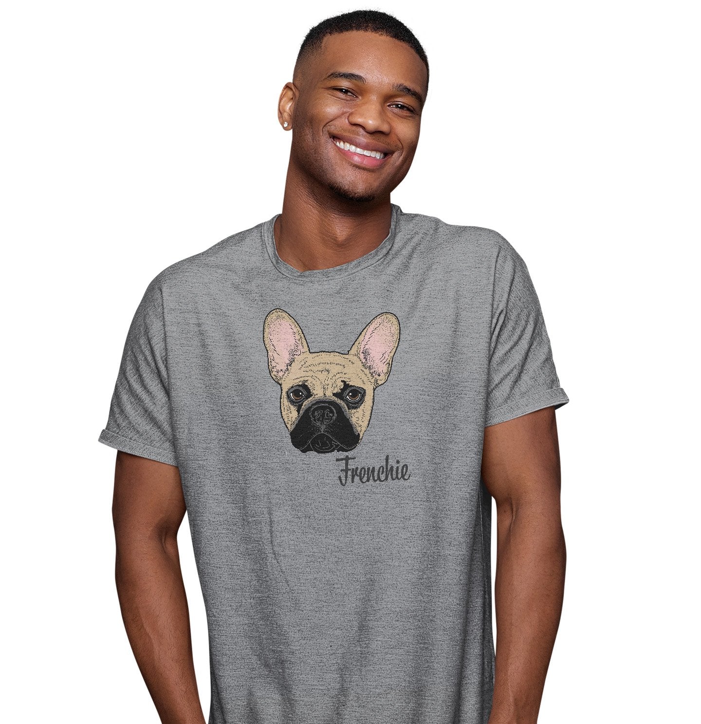 Tan Frenchie Headshot - Adult Unisex T-Shirt