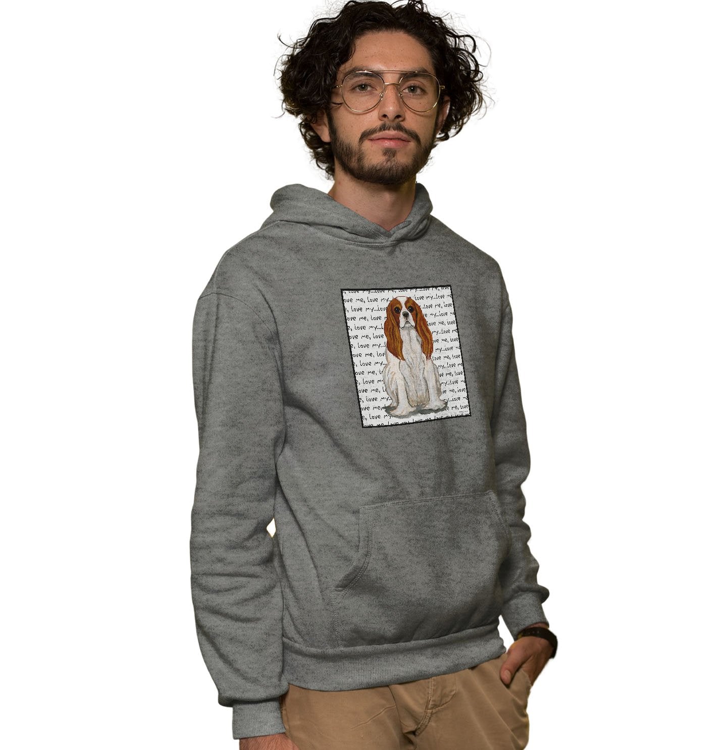 Blenheim Cavalier Love Text - Adult Unisex Hoodie Sweatshirt
