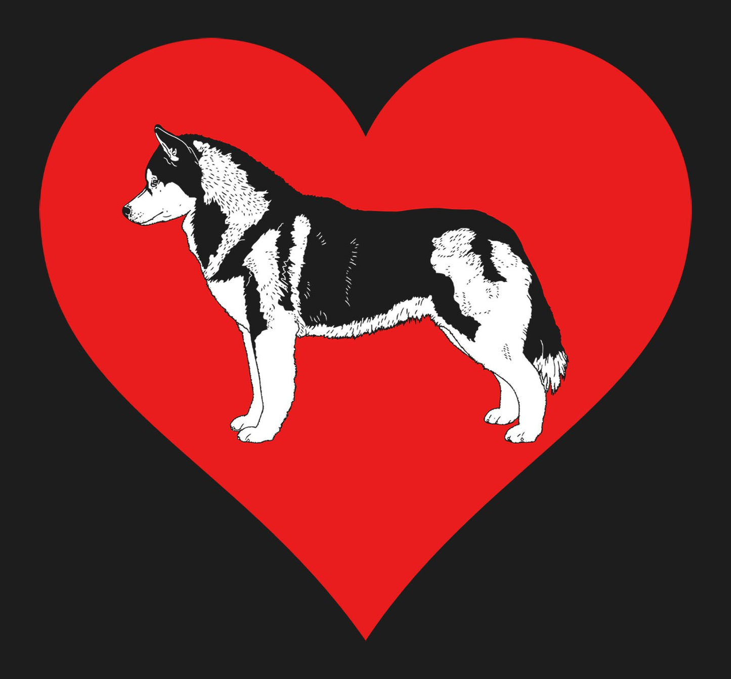 Siberian Husky on Heart Left Chest - Women's Full-Zip Hoodie Sweatshirt