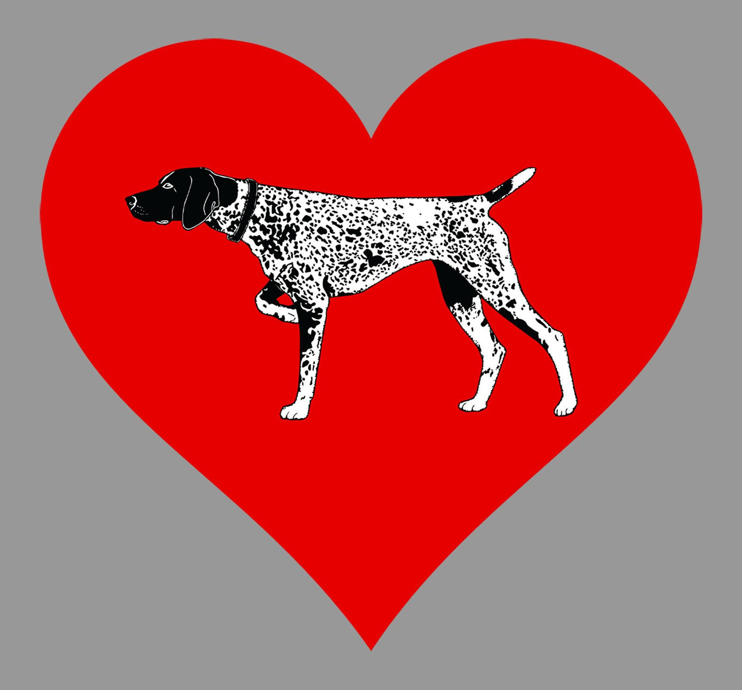 German Shorthaired Pointer on Heart Left Chest - Women's Full-Zip Hoodie Sweatshirt