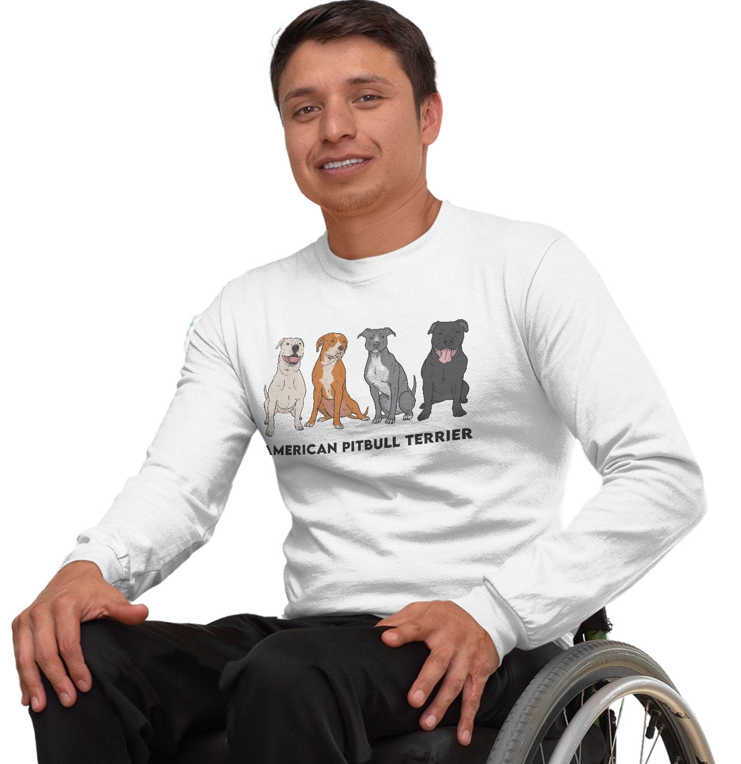 American Pit Bull Terrier Line Up - Adult Unisex Long Sleeve T-Shirt
