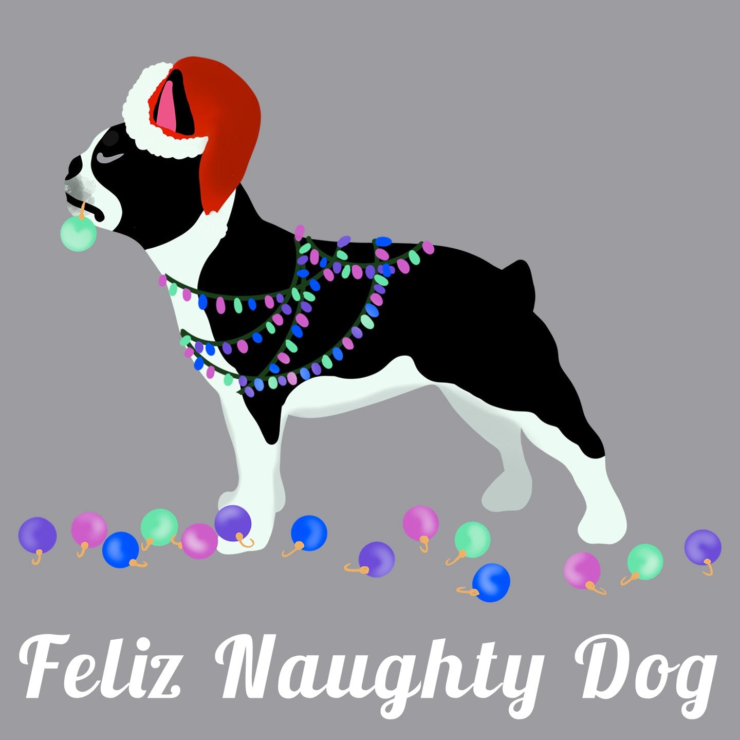Feliz Naughty Dog Frenchie - Adult Unisex Long Sleeve T-Shirt