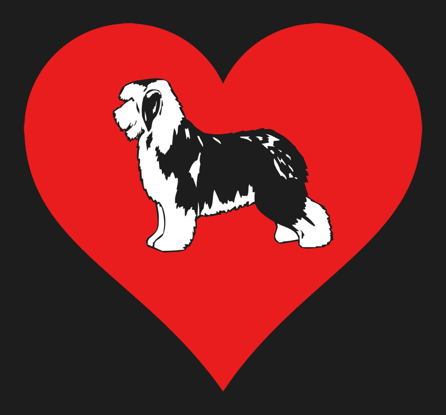 Old English Sheepdog on Heart Left Chest - Women's Full-Zip Hoodie Sweatshirt