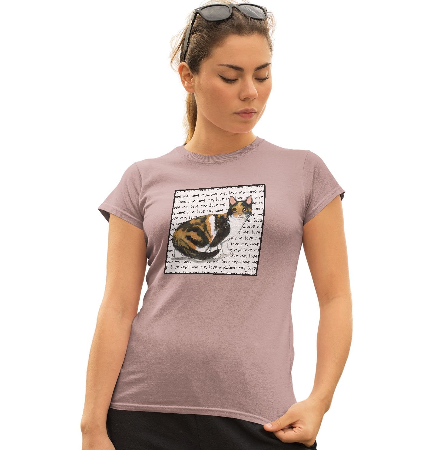 Animal Pride - Calico Cat Love Text - Women's Fitted T-Shirt