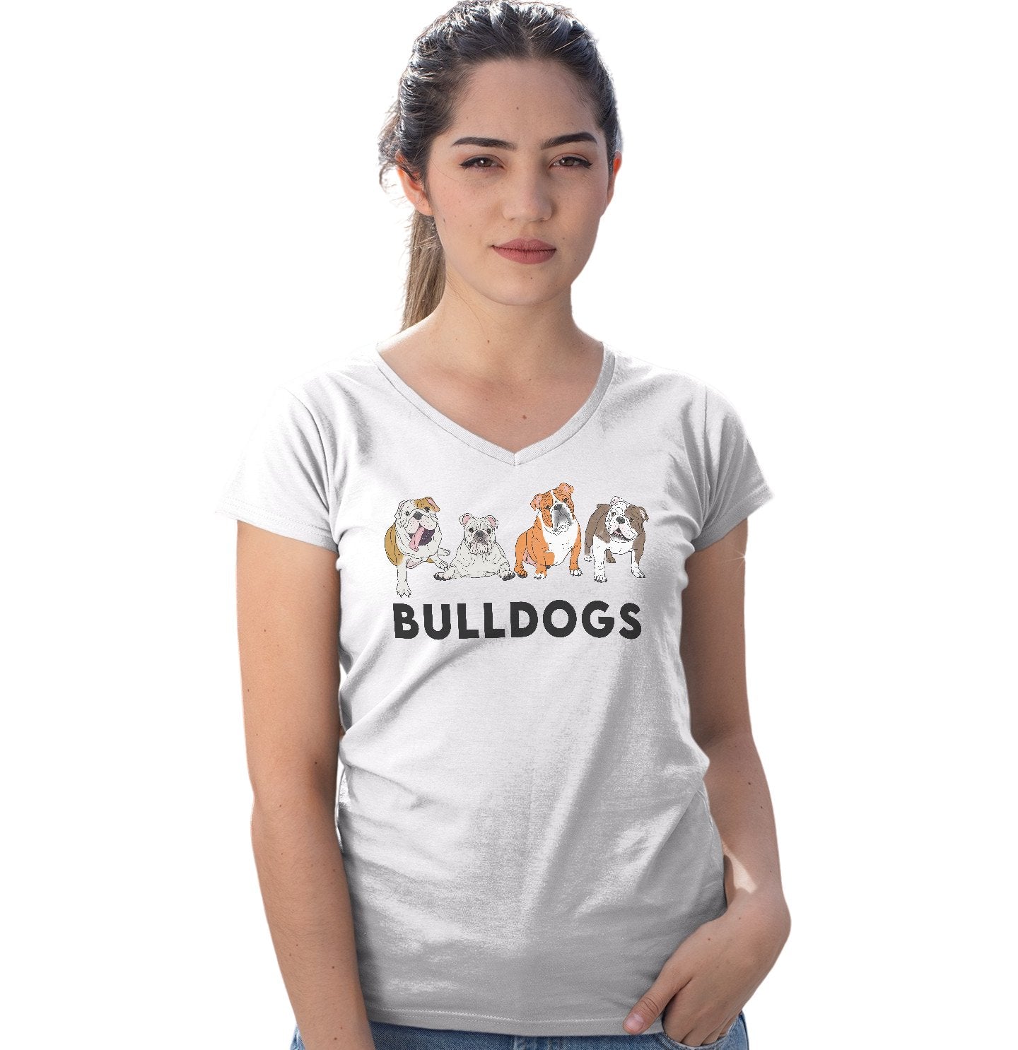 Bulldogs Lineup - Women's V-Neck T-Shirt