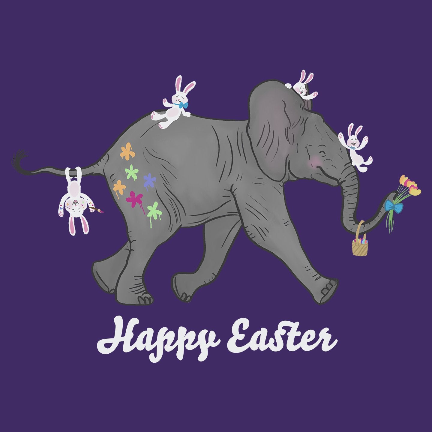 Easter Baby Elephant and Friends - Women's Fitted T-Shirt